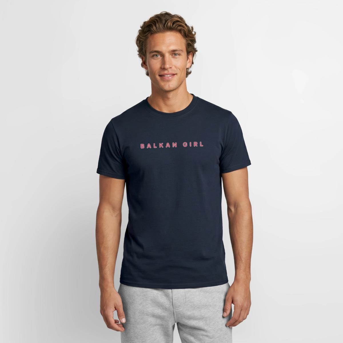 Balkan Girl Motiv-T-Shirt für Männer, Farbe Navy, Model