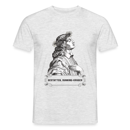 Gestatten, Dunning-Kruger. Kupferstich-Motiv Motiv-T-Shirt für Männer, Farbe Grau meliert, Model