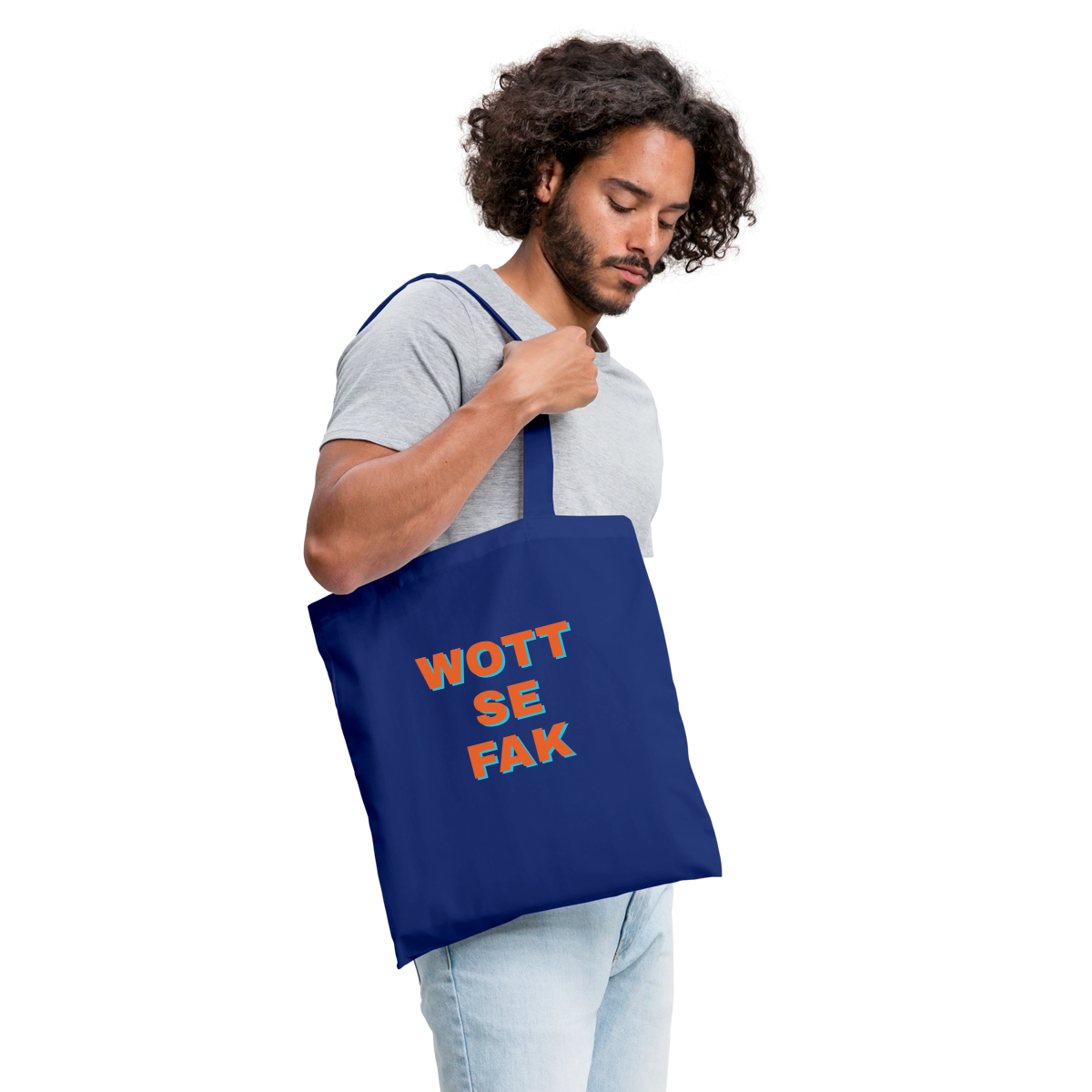 Wott se fak. Block-Motiv Stoffbeutel, Farbe Royalblau, Model