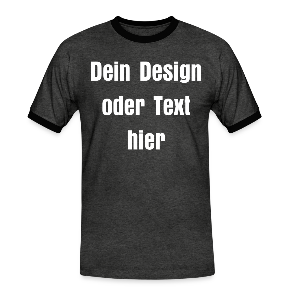 Männer Kontrast-T-Shirt - personalisierbare Vorder- und Rückseite - Anthrazit/Schwarz