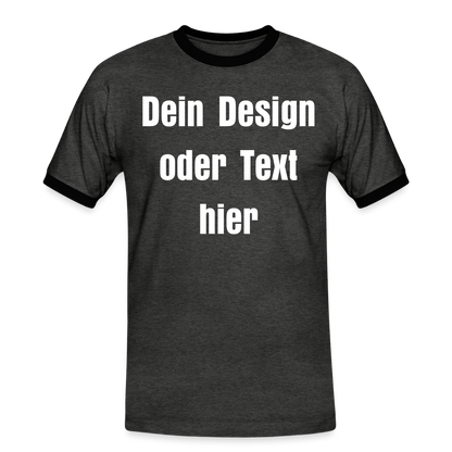 Männer Kontrast-T-Shirt - personalisierbare Vorder- und Rückseite - Anthrazit/Schwarz