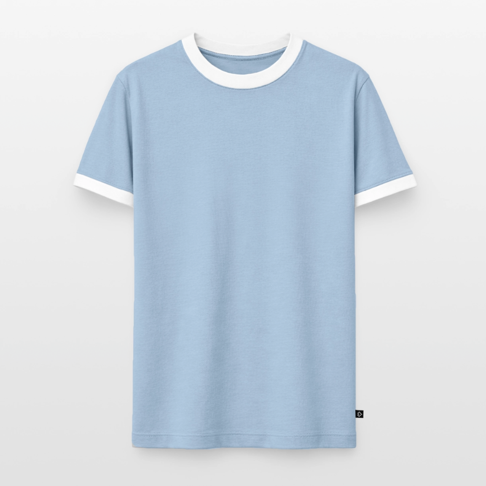 Männer Kontrast-T-Shirt - personalisierbare Vorder- und Rückseite - Hellblau/Weiß 