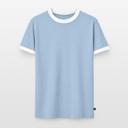 Männer Kontrast-T-Shirt - personalisierbare Vorder- und Rückseite - Hellblau/Weiß 