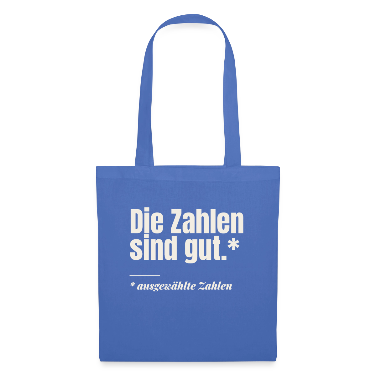 Die Zahlen sind gut. Ausgewählte Zahlen. Stoffbeutel, Farbe Hellblau