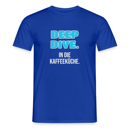 "Deep Dive. In die Kaffeeküche." Motiv-T-Shirt für Männer, Farbe Dunkelblau