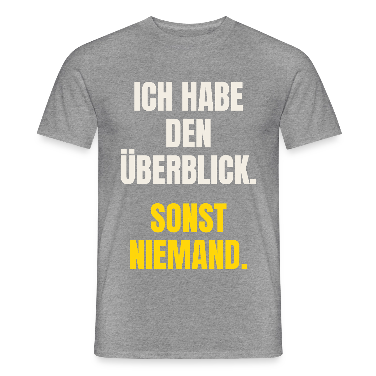 Ich habe den Überblick. Sonst niemand. Motiv-T-Shirt für Männer, Farbe Graphit meliert