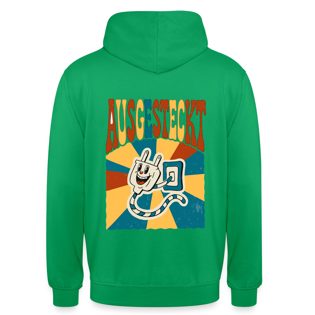 "Ausgesteckt. Midcentury-Motiv" Motiv-Hoodie unisex, Farbe Kelly Green