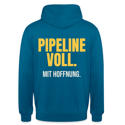 Pipeline voll. Mit Hoffnung. Motiv-Hoodie unisex, Farbe Tiefseeblau