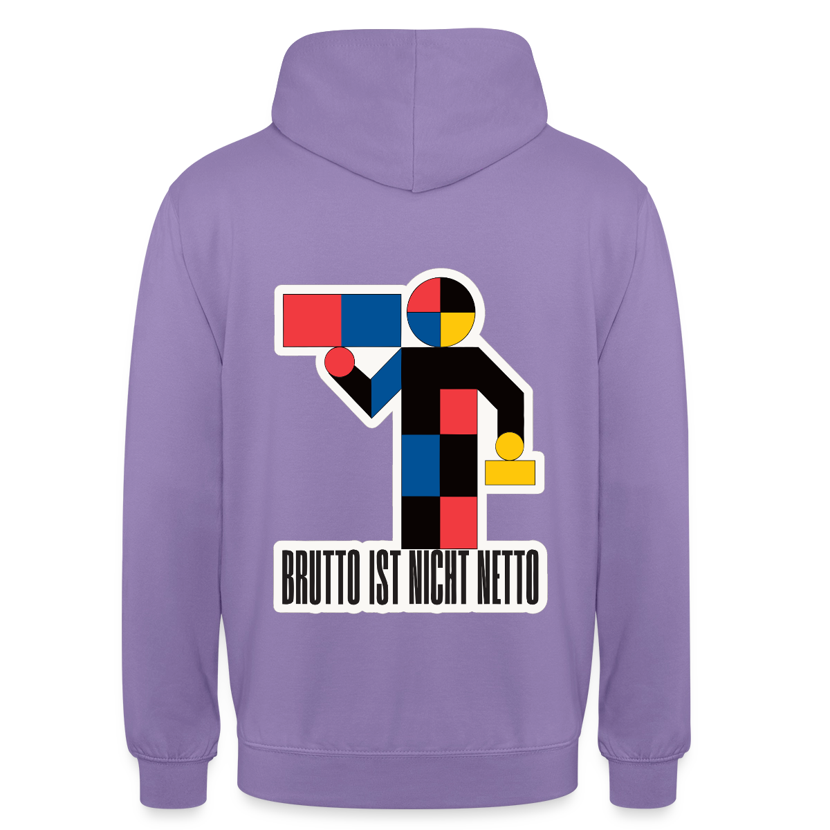 "Brutto ist nicht Netto. Bauhaus-Motiv" Motiv-Hoodie unisex, Farbe Lavendel