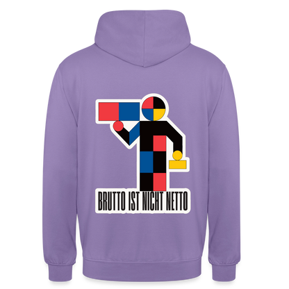 "Brutto ist nicht Netto. Bauhaus-Motiv" Motiv-Hoodie unisex, Farbe Lavendel