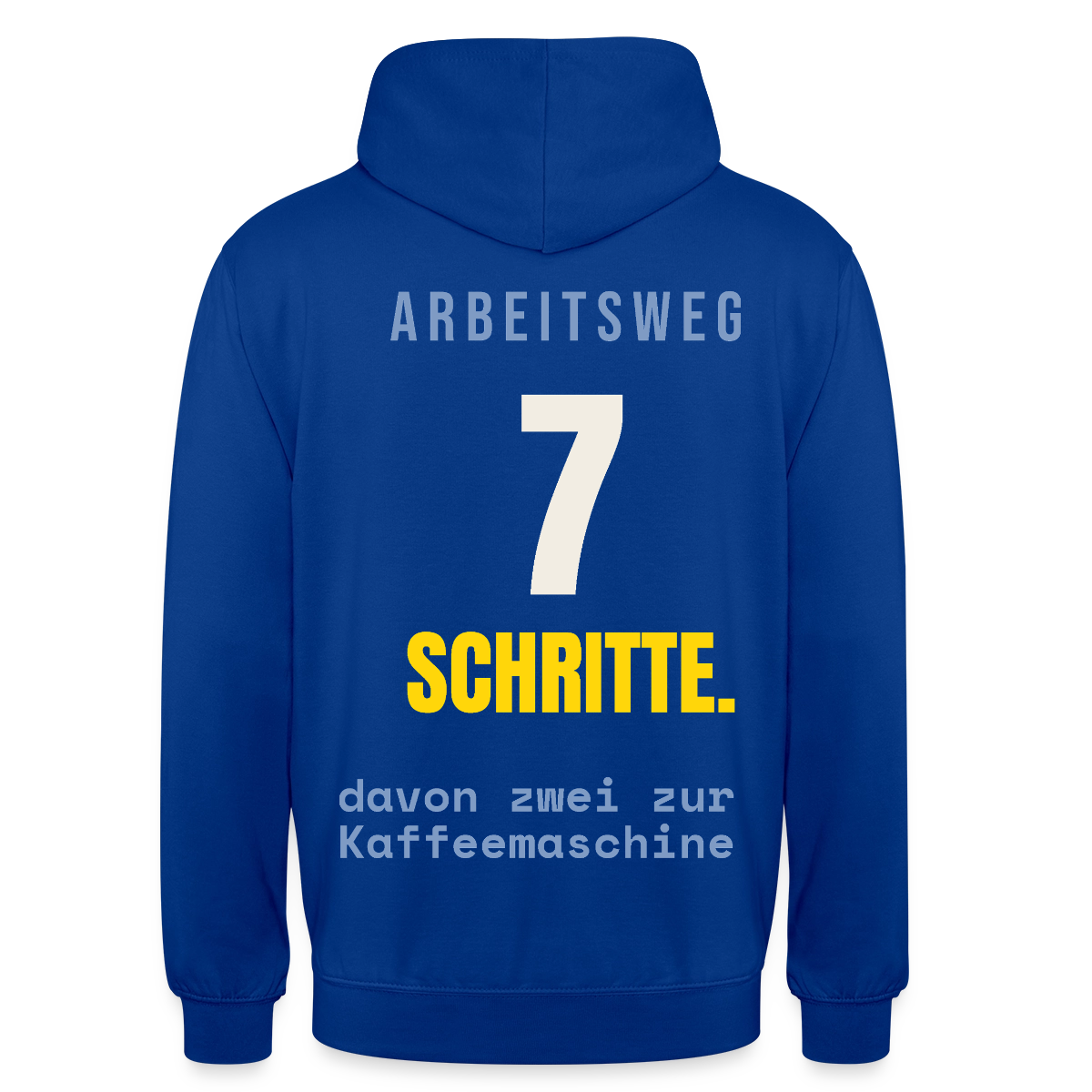Arbeitsweg: sieben Schritte Motiv-Hoodie unisex, Farbe Royalblau