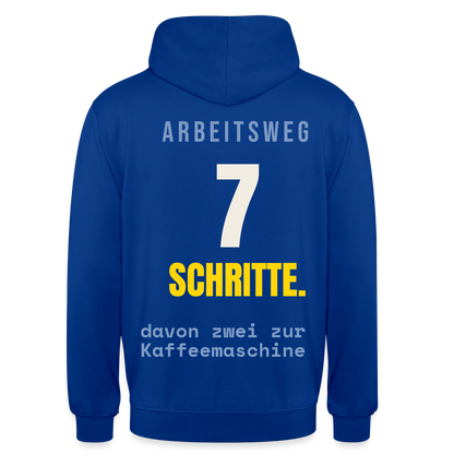 Arbeitsweg: sieben Schritte Motiv-Hoodie unisex, Farbe Royalblau