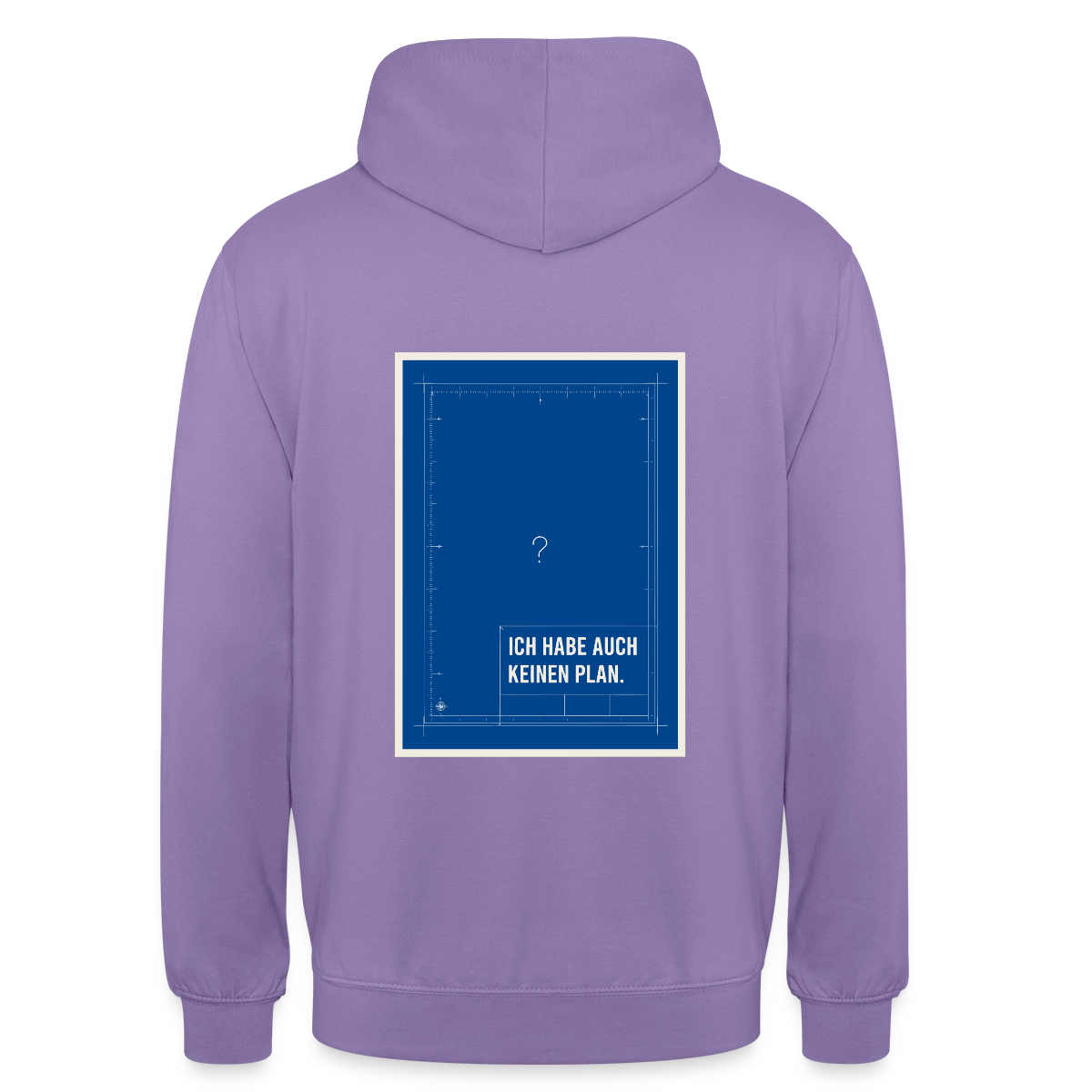 Ich habe auch keinen Plan. Motiv-Hoodie unisex, Farbe Lavendel