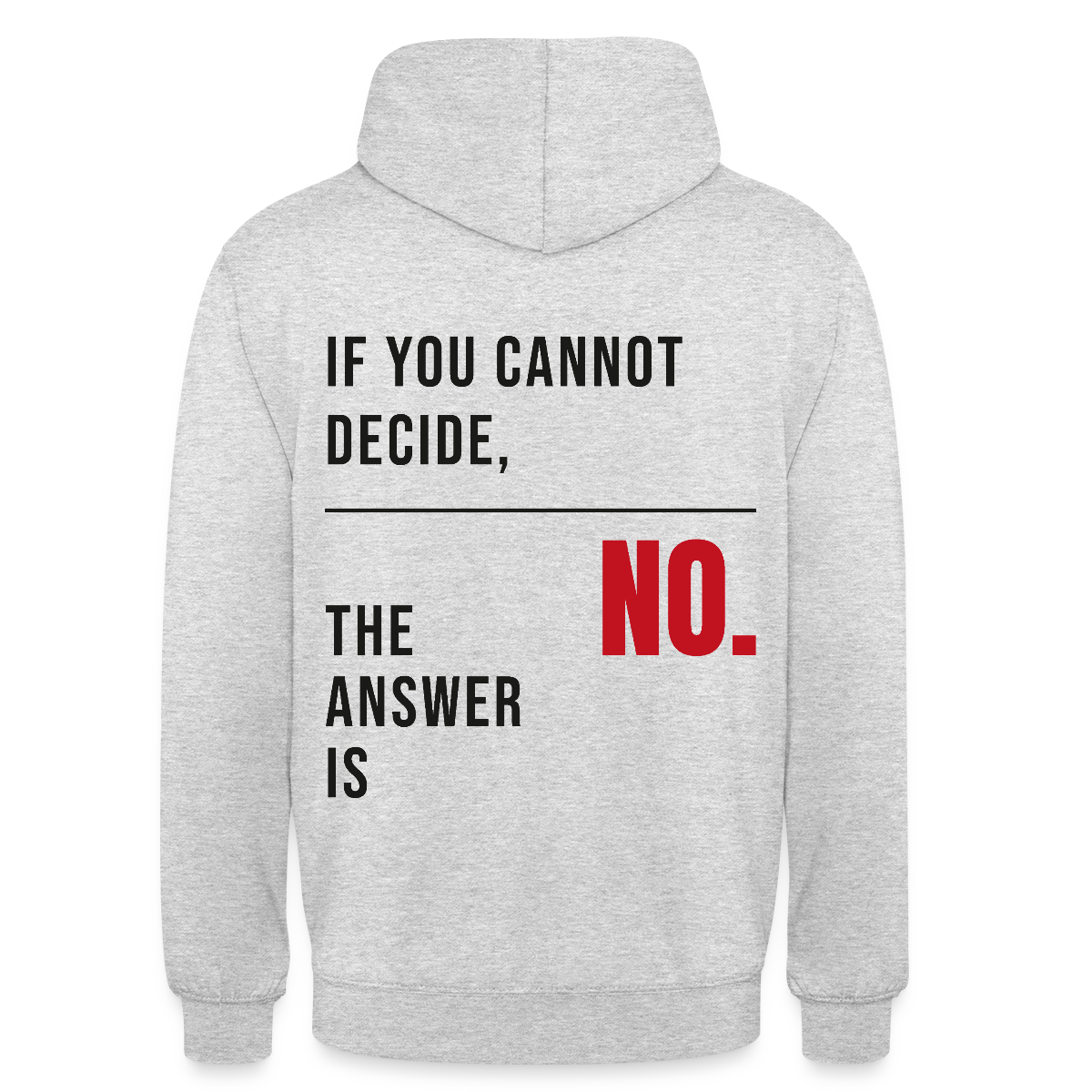 If you cannot decide, the answer is no. Motiv-Hoodie unisex, Farbe Hellgrau meliert