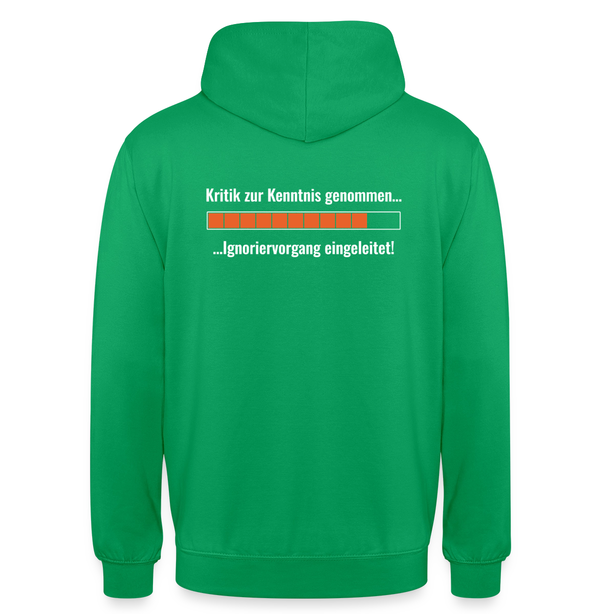 Kritik zur Kenntnis genommen. Ladebalken-Motiv Motiv-Hoodie unisex, Farbe Kelly Green