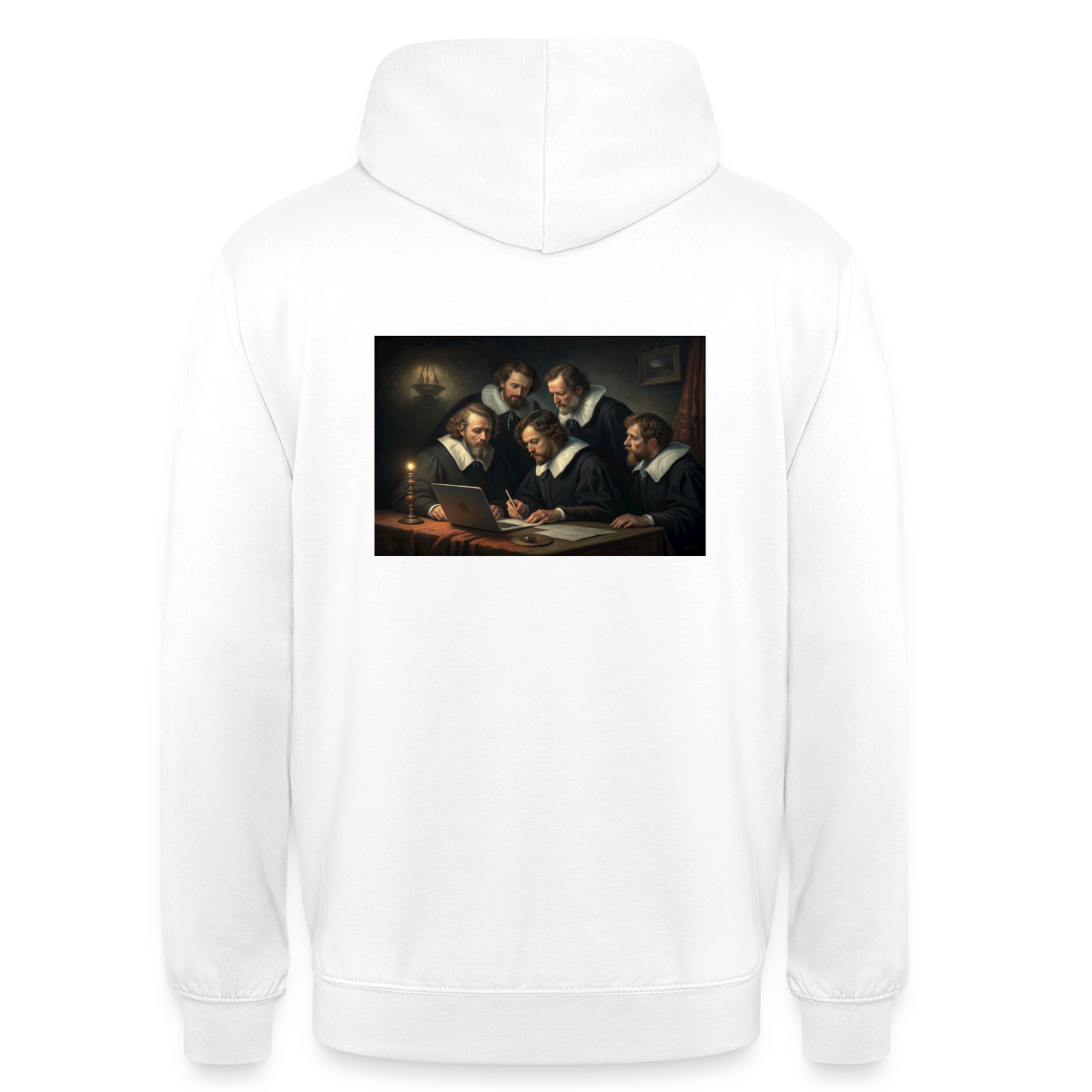 Das Code-Review. Renaissance-Motiv Motiv-Hoodie unisex, Farbe Weiß