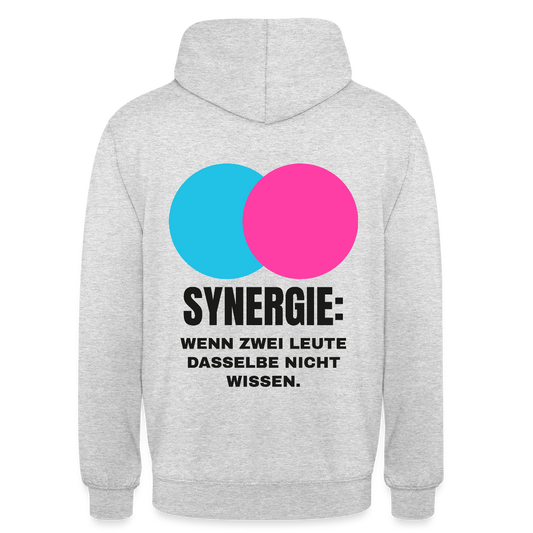 Synergie: Wenn zwei Leute dasselbe nicht wissen. Motiv-Hoodie unisex, Farbe Hellgrau meliert