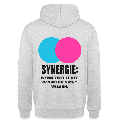 Synergie: Wenn zwei Leute dasselbe nicht wissen. Motiv-Hoodie unisex, Farbe Hellgrau meliert
