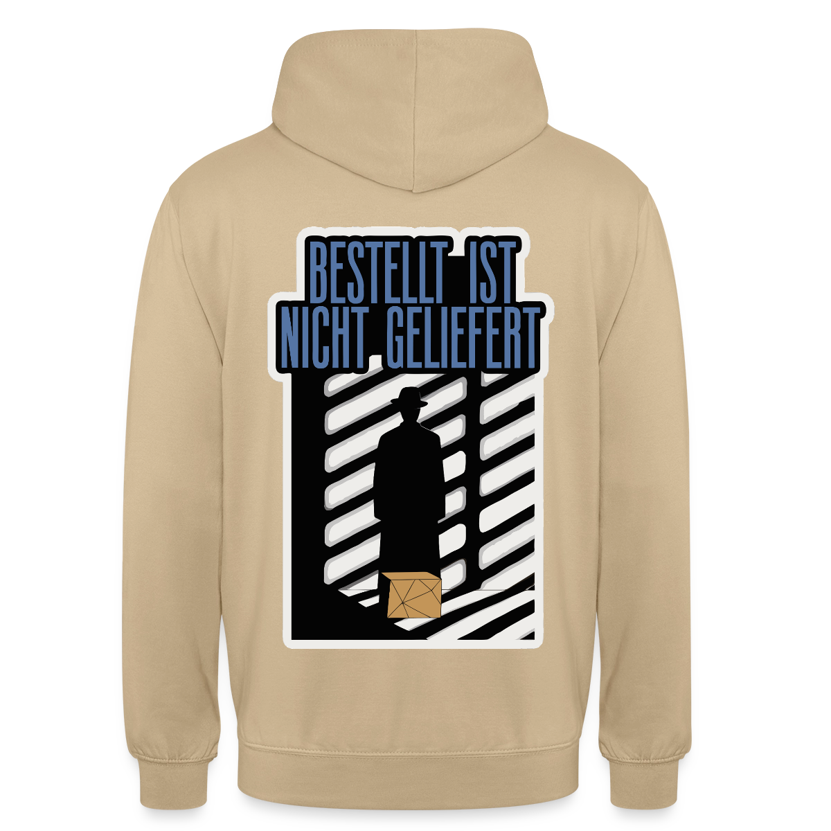 "Bestellt ist nicht geliefert. Film-noir-Motiv" Motiv-Hoodie unisex, Farbe Beige