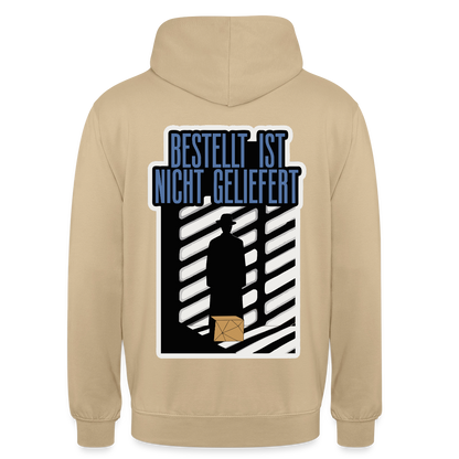 "Bestellt ist nicht geliefert. Film-noir-Motiv" Motiv-Hoodie unisex, Farbe Beige