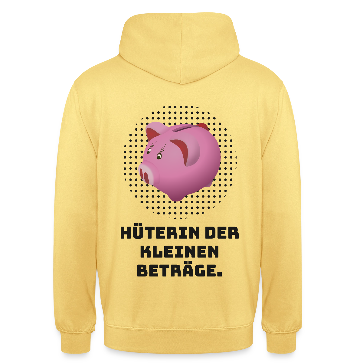 "Hüterin der kleinen Beträge." Motiv-Hoodie unisex, Farbe Zitronengelb