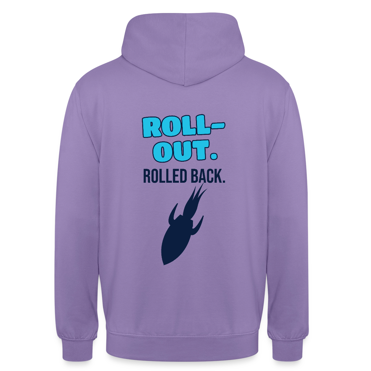 Roll-out. Rolled back. Motiv-Hoodie unisex, Farbe Lavendel
