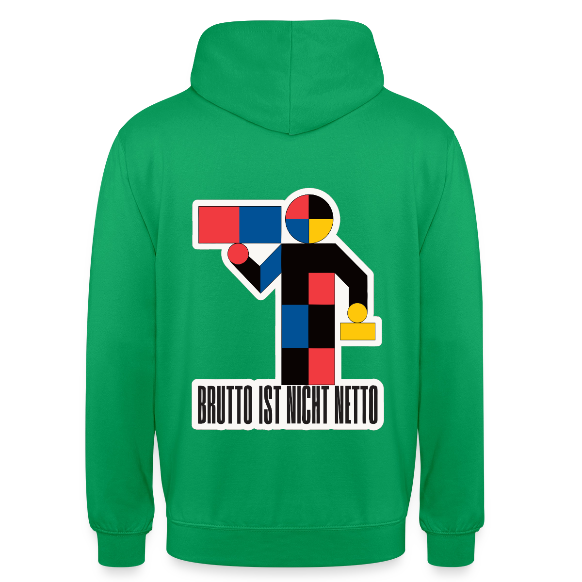 "Brutto ist nicht Netto. Bauhaus-Motiv" Motiv-Hoodie unisex, Farbe Kelly Green