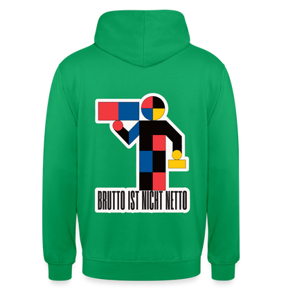 "Brutto ist nicht Netto. Bauhaus-Motiv" Motiv-Hoodie unisex, Farbe Kelly Green