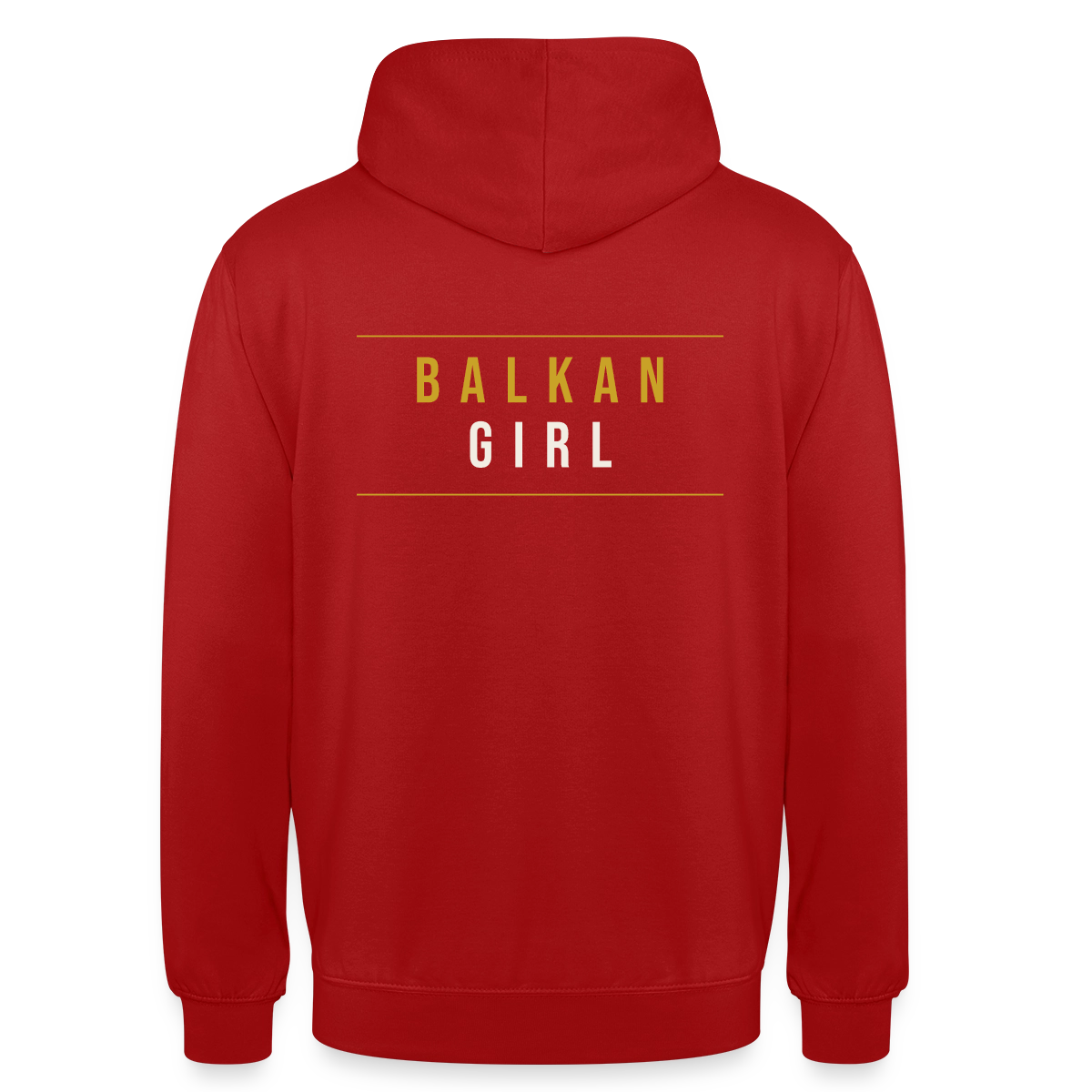 Balkan Girl. Serif-Motiv Motiv-Hoodie unisex, Farbe Rot