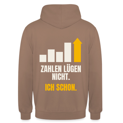 Zahlen lügen nicht. Ich schon. Motiv-Hoodie unisex, Farbe Mokka