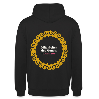 "Mitarbeiter des Monats, selbst ernannt. Gold-Motiv" Motiv-Hoodie unisex, Farbe Schwarz