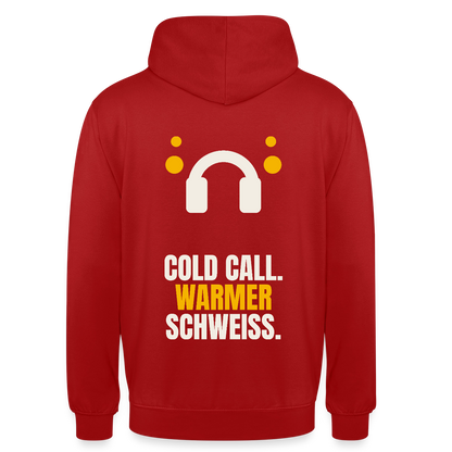 Cold Call. Warmer Schweiß. Motiv-Hoodie unisex, Farbe Rot