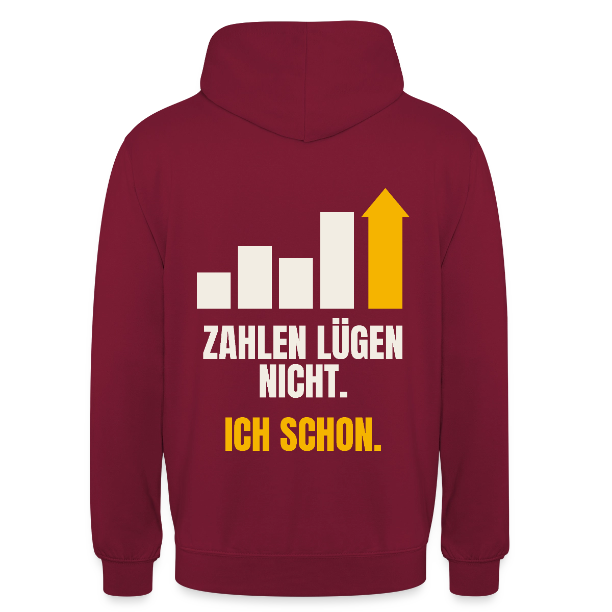 Zahlen lügen nicht. Ich schon. Motiv-Hoodie unisex, Farbe Bordeaux