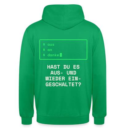 Hast du es aus- und wieder eingeschaltet? Motiv-Hoodie unisex, Farbe Kelly Green