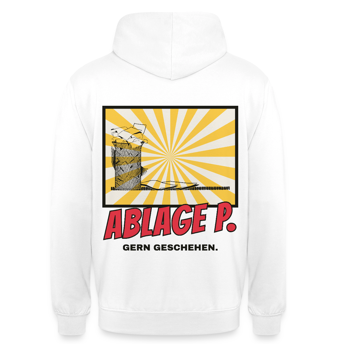 "Ablage P. Gern geschehen. Comic-Motiv" Motiv-Hoodie unisex, Farbe Weiß