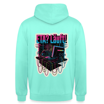 "ETA? Läuft! Cyberpunk-Motiv" Motiv-Hoodie unisex, Farbe Mint