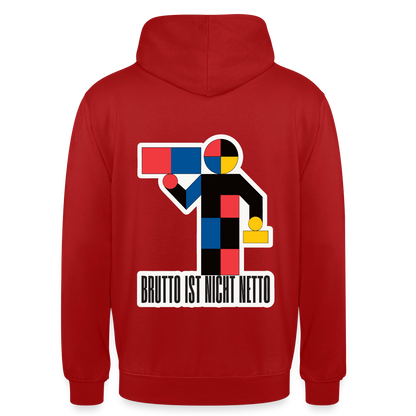 "Brutto ist nicht Netto. Bauhaus-Motiv" Motiv-Hoodie unisex, Farbe Rot