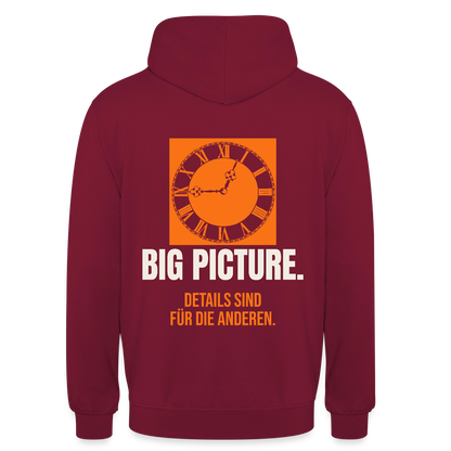 Big Picture. Details sind für die anderen. Motiv-Hoodie unisex, Farbe Bordeaux