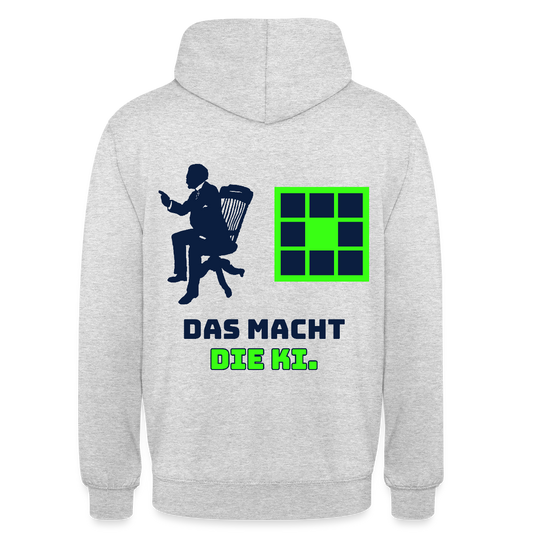 Das macht die KI. Motiv-Hoodie unisex, Farbe Hellgrau meliert
