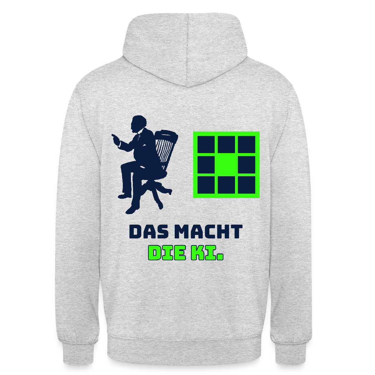 Das macht die KI. Motiv-Hoodie unisex, Farbe Hellgrau meliert