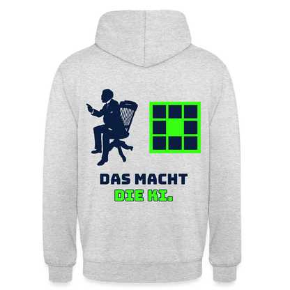 Das macht die KI. Motiv-Hoodie unisex, Farbe Hellgrau meliert