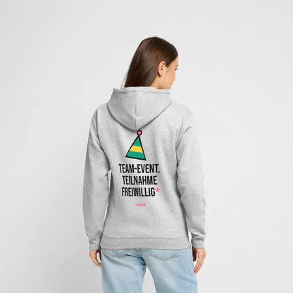 Team-Event. Teilnahme freiwillig. Nicht. Motiv-Hoodie unisex, Farbe Hellgrau meliert, Model