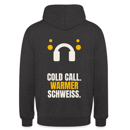 Cold Call. Warmer Schweiß. Motiv-Hoodie unisex, Farbe Anthrazit