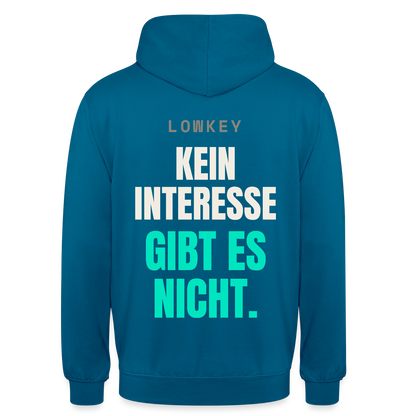 Lowkey. Kein Interesse gibt es nicht. Motiv-Hoodie unisex, Farbe Tiefseeblau