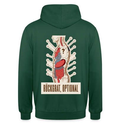 Rückgrat, optional. Anatomie-Motiv Motiv-Hoodie unisex, Farbe Flaschengrün