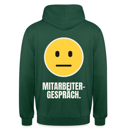 Mitarbeitergespräch. Motiv-Hoodie unisex, Farbe Flaschengrün