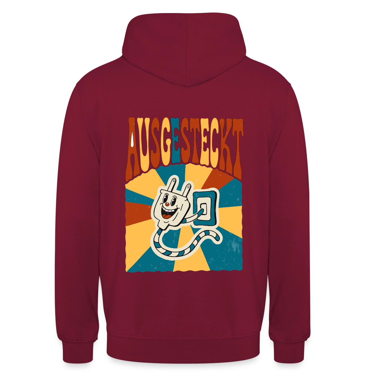 "Ausgesteckt. Midcentury-Motiv" Motiv-Hoodie unisex, Farbe Bordeaux