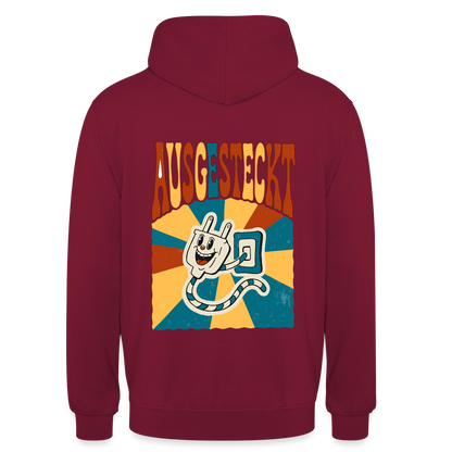 "Ausgesteckt. Midcentury-Motiv" Motiv-Hoodie unisex, Farbe Bordeaux