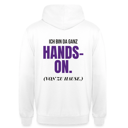 Hands-on von zu Hause Motiv-Hoodie unisex, Farbe Weiß