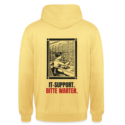 IT-Support. Bitte warten. Motiv-Hoodie unisex, Farbe Zitronengelb